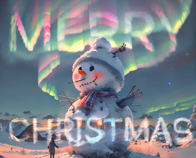 SKRYUIE 5D Christmas Snowman Diamond Painting Kits - DIY Diamond Art Kits for Adults Xmas, Full Round Drill - Crystal Cross Stitch - Adults Craft for