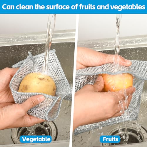 12PK Upgrade Non Scratch Wire Dishcloth, Silver Mesh Dish Cloths. - Image 4