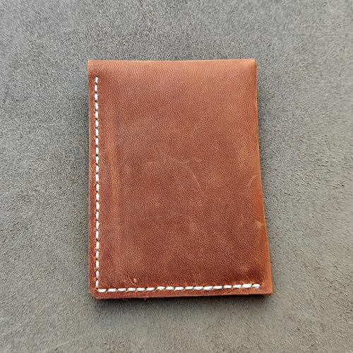 Handmade Slim Leather Business Card Holder, Minimalist Credit Card Wallet for Men and Women (Brown)4