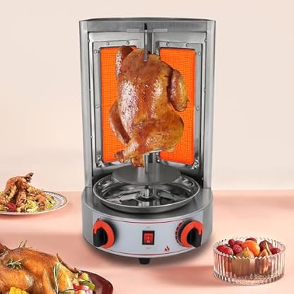 Dönergrill, 4.3KW Gas Vertikaler Broiler Döner Dönergrill Barbecue Grill 360° Drehbaren BBQ Kebabs Tischgrill, Edelstahl Rotissiere Hähnchengrill – Bild 3