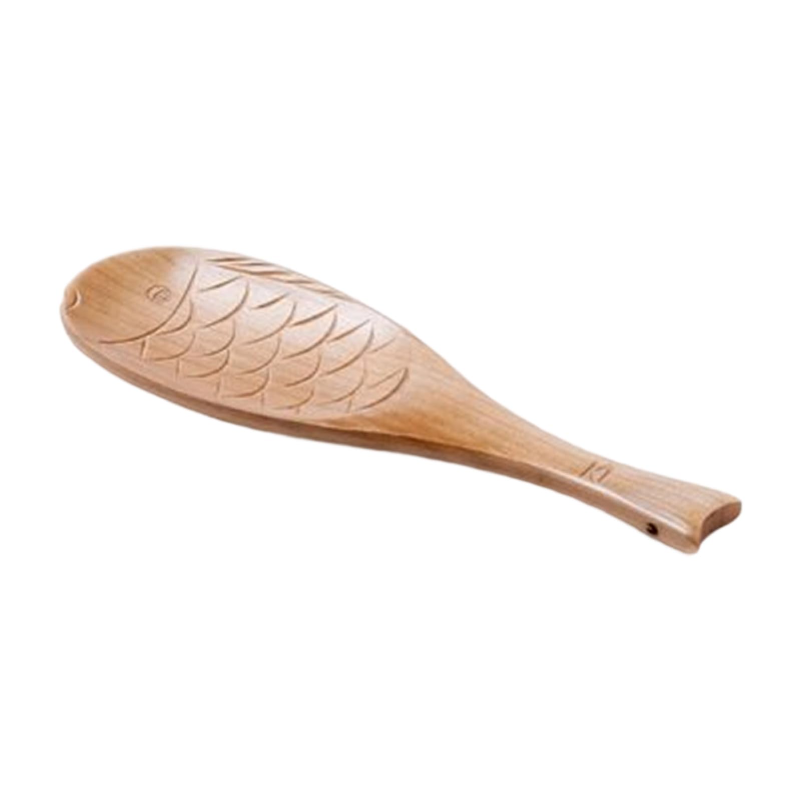 Mekalero Unique Fish Carved Wooden Serving Utensils Heatproof Handle Kitchen Tool Multipurpose Design Compact Storage Solution Fish Shape Wooden Rice Scoops