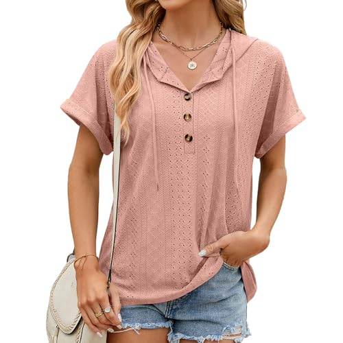 T-shirt à capuche femme décontracté à manches courtes pour le quotidien