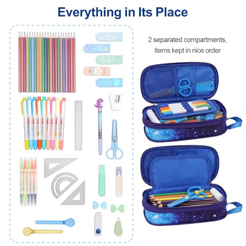 Image of Bagseri Pencil Case for Boys - Expandable Cute Kids Pencil Case | Wide Opening Pencil Pouch Organizer for School Supplies, Cute Kids Pencil Case for Boys, Black Football