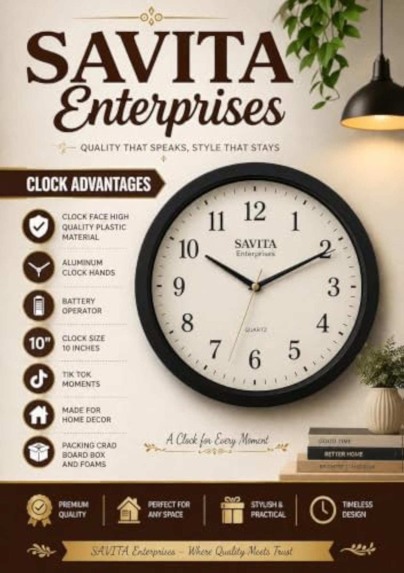 Stylish Glass Analog Wall Clock for Living Room