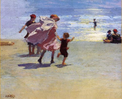 Peinture Brighton Beach Potthast faite main sur toile pour salons élégants