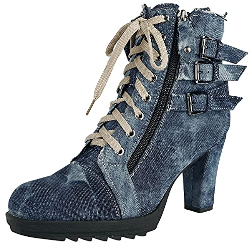Rock Rebel by EMP Damen blaue High-Heels aus Jeans-Stoff im Used-Look EU40