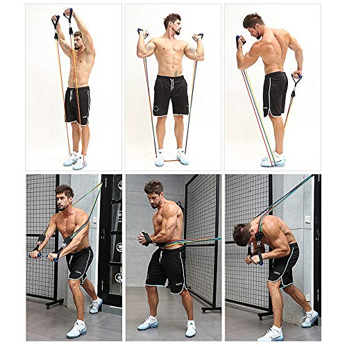 Huishang Resistance Bands Set, Exercise Bands with Handles, Door Anchor and Ankle Straps, Workout Bands for Women Men, Home Workouts - Thumbnail 4