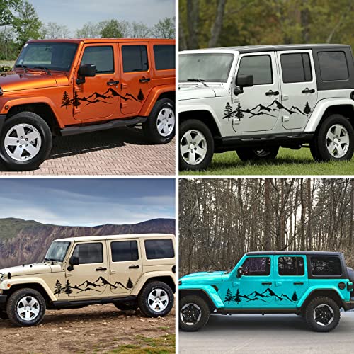 1Pair/2Pcs Car Sticker Reflective Mountain Decal Tree Forest Vinyl Graphic Kit For Camper Rv Trailer Door Panel Decal Bumper Stickers For Car Side Sticker #TOP4