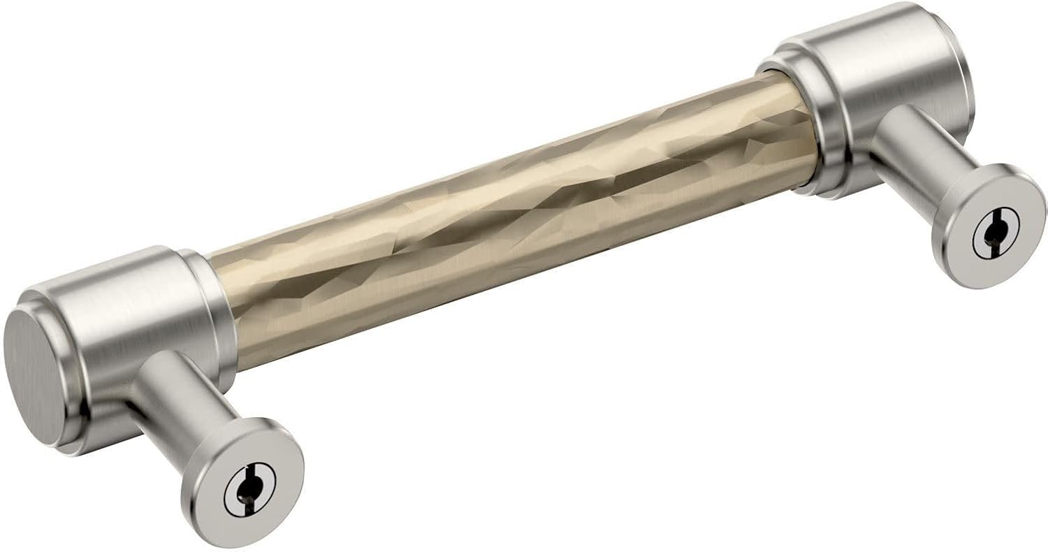 Signature Hardware 954060-334 Lazzara 3-3/4 Inch Center to Center Hammered Bar Cabinet Pull - Golden Champagne/Satin Nickel