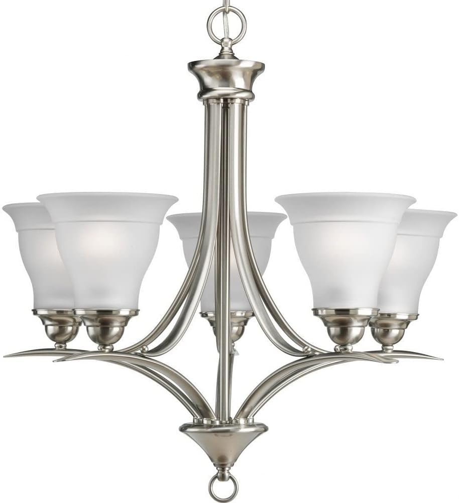 Progress Lighting 5-Light Etched Glass Traditional Chandelier Light, Trinity Collection, Indoor, P4328-20, Antique Bronze