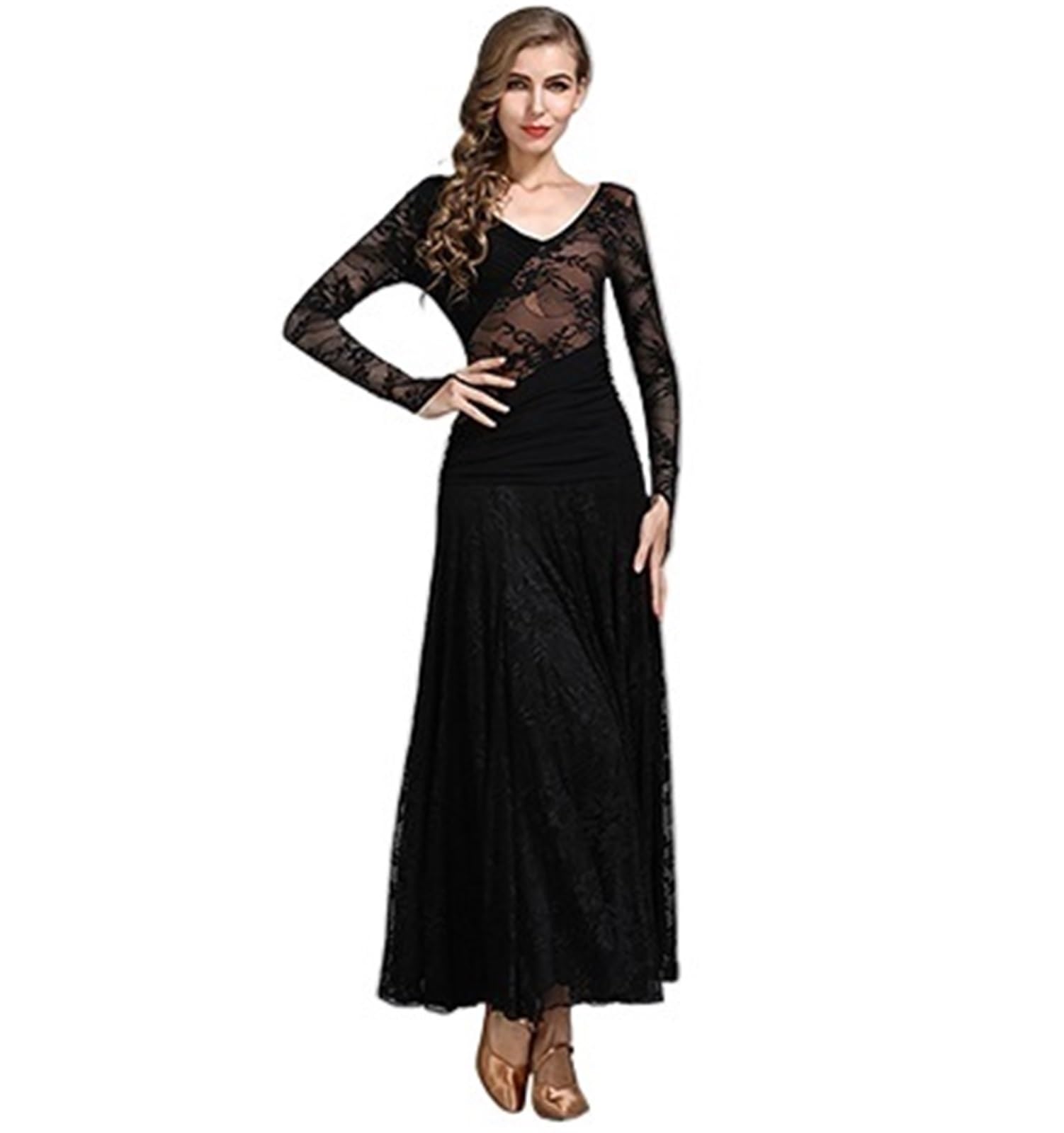 Tanzkleid Damen Damen Modern Dance Kostüme aus Spitze, Performance National Standard Big Swing Walzer Tanzkleidung, Gesellschaftstanz-Wettbewerbskleid