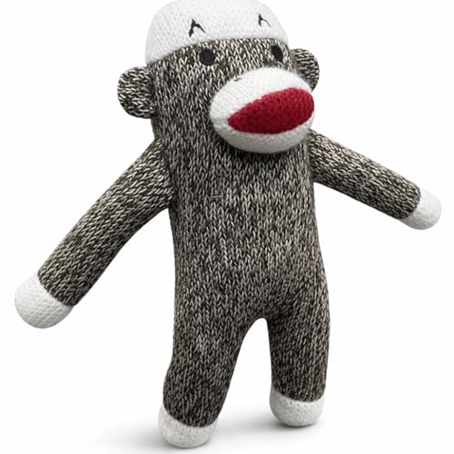 Sock Monkey Dog Toy with Squeaker, Plush, Multicolor, 6
