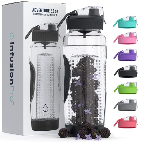 Infusion Pro 32 Oz Fruit Infuser Water Bottle With Insulated Sleeve & 50 Recipe Fruit Infusion Water Ebook : Bottom Loading, Large Water Infuser For More Flavor : Unique Gift Idea For Women #TOP1