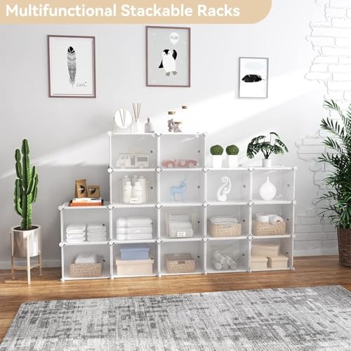 Image of Portable Shoe Rack Organizer with Door, 80 Pairs Shoe Storage Cabinet Easy Assembly, Plastic Adjustable Shoe Storage Organizer Stackable Detachable Free Standing DIY Expandable 10 Tier White
