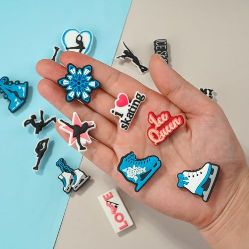 DORICRAFT 16pcs Ice Skating Shoe Charms, PVC Sports Decorations Charms for Shoes, Sandals, Bags, Gifts for Birthday, Holiday, Party.