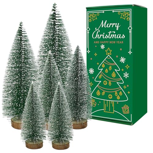6 Pcs Small Christmas Trees Bottle Brush Christmas Trees Christmas