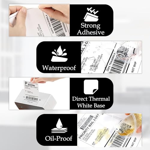 Image of GLUN Direct Thermal Label Rolls 4x6 (100x150mm), 400 Labels per Roll, Perfect for Shipping and Thermal Printers Pack of 9
