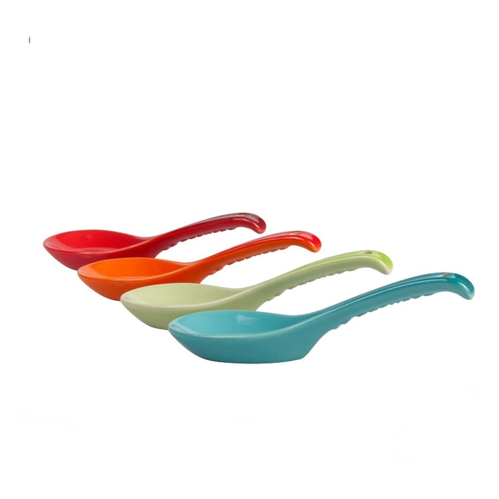 Serving Spoons Łyżki deserowe 4-częściowy chiński zestaw łyżek do zupy kamionkowa porcelanowa łyżka do ryżu z długim uchwytem Łyżka do zupy Łyżka obiadowa