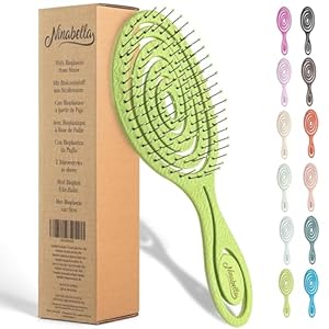 Ninabella Detangle Hair Brush for Women & Men – Does not Pull – Straightening Brushes for Straight & Curly Hair – Unique Spiral Detangling Hairbrush – Lime Green