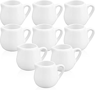 12 Pack 3 oz Mini Ceramic Creamer with Handle, White Porcelain Mini Crea...