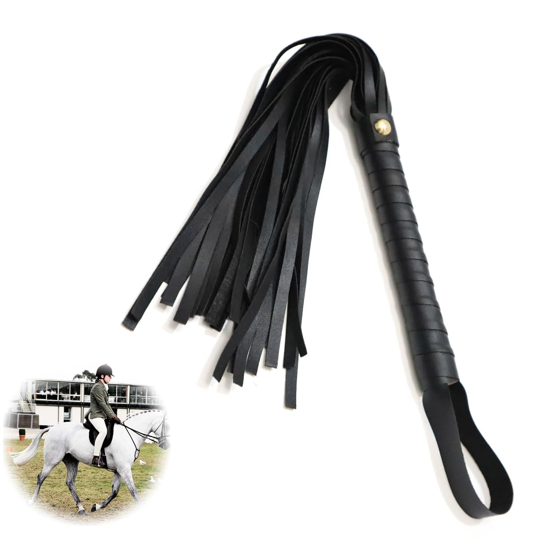 Latigo de Cuero PU para Caballos Herramienta de Entrenamiento, Accesorios para Disfraces