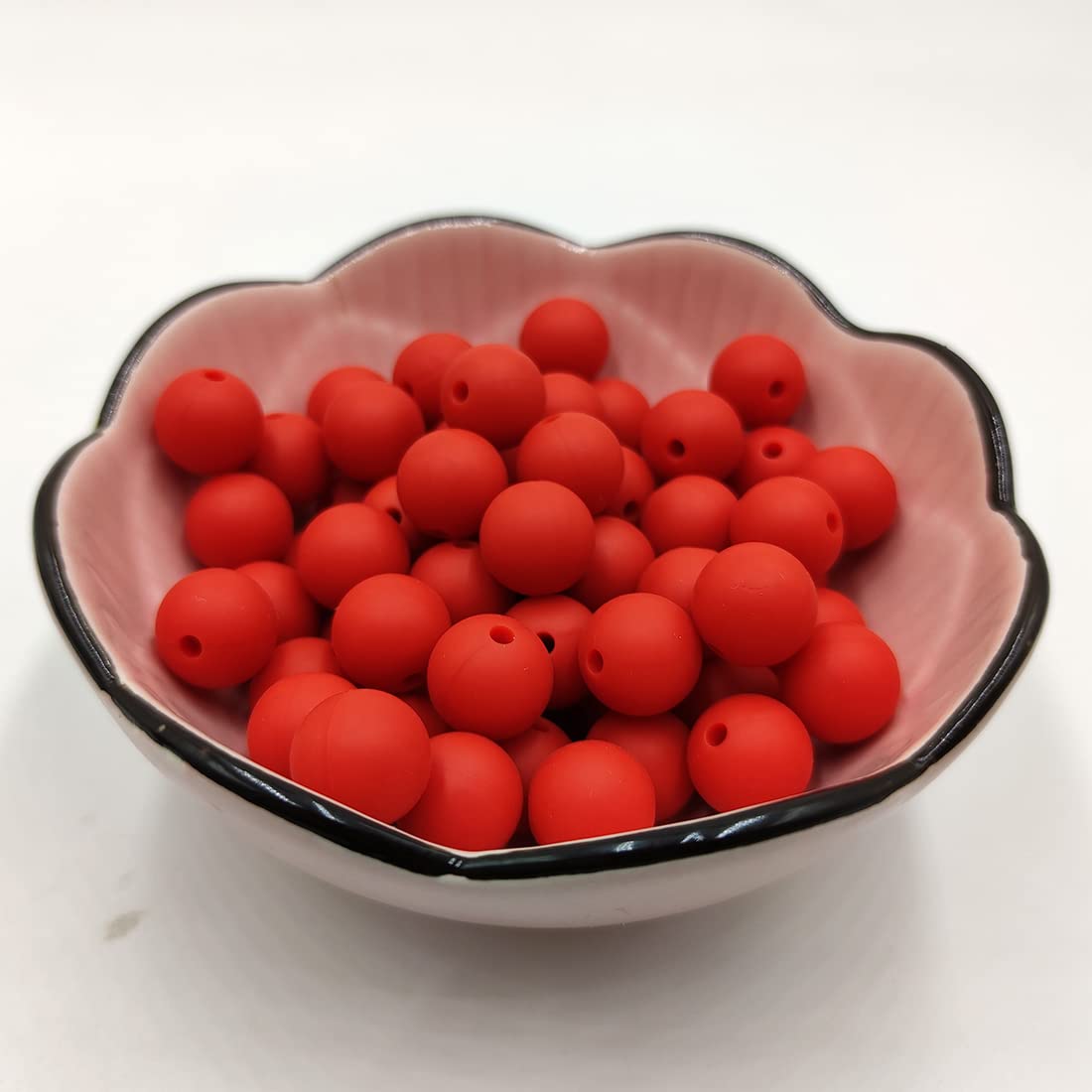 50pcs Scarlet Red 15mm Round Silicone Beads For Jewelry Making, Keychains & Farmhouse Decor