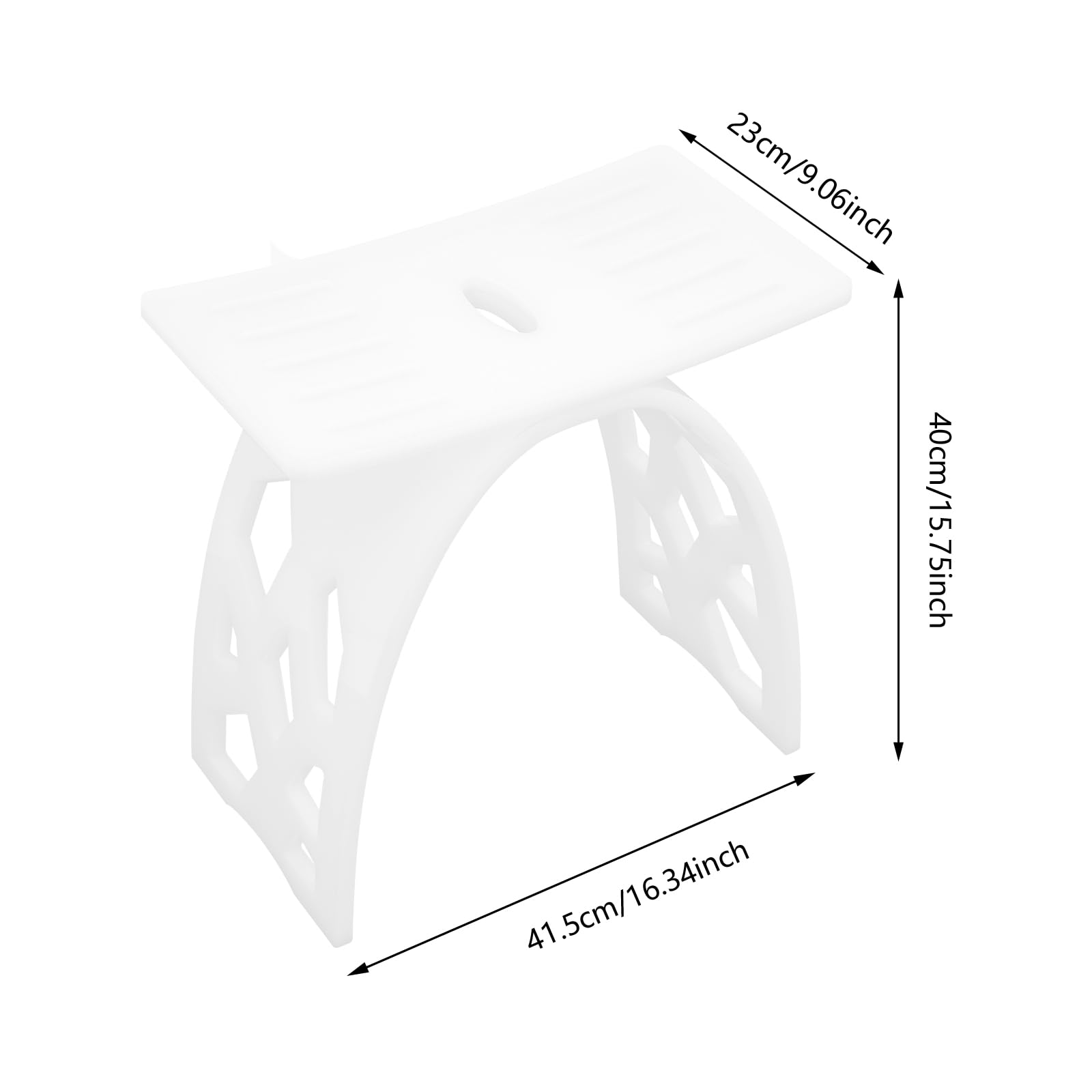Tabouret de douche acrylique 41,5 x 23 x 40 cm avec fentes de drainage charge maximale 226,8 kg transparent
