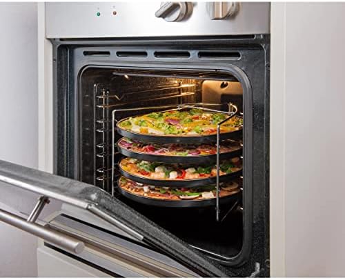 Grizzly Pizza Baking Set with 4 Trays/Pans and Steel Holder, for Oven