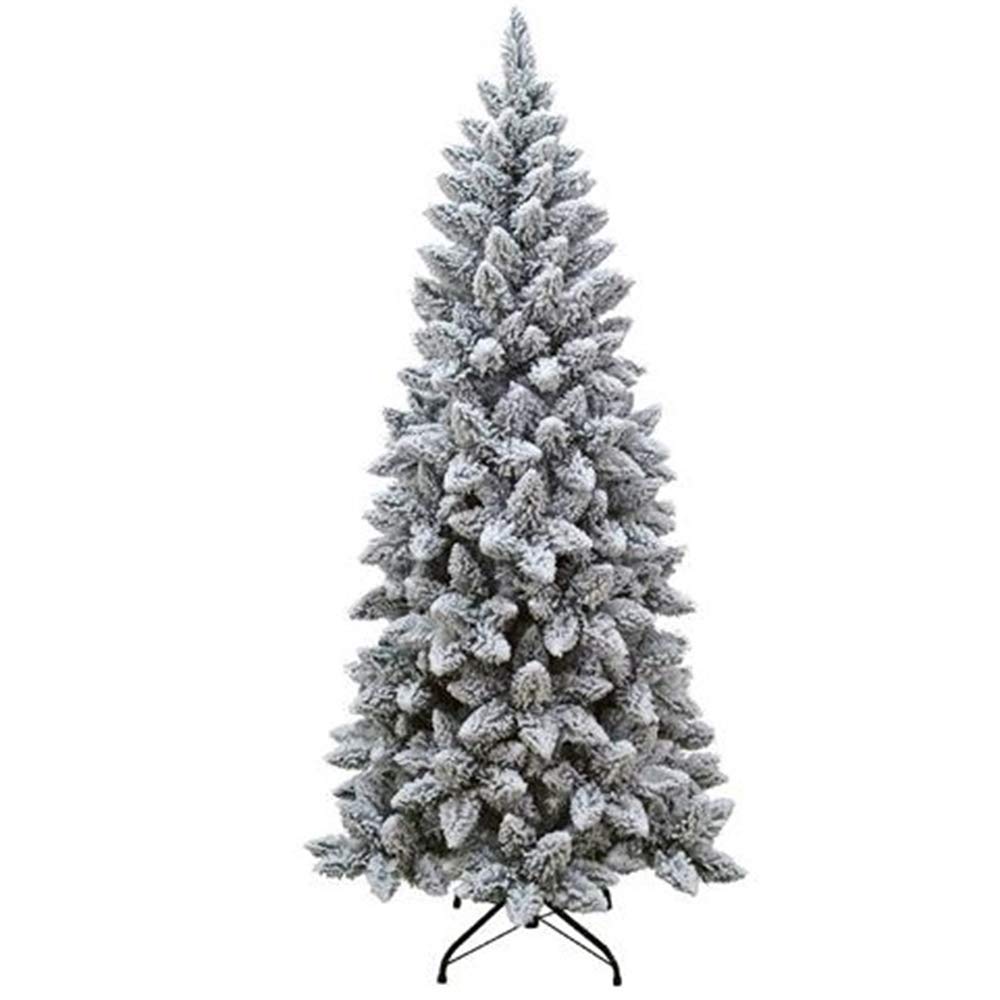 Albero di Natale innevato Bianco Alaska Slim cm 210 Apertura ad Ombrello Reale Artificiale Molto folto Finto salvaspazio con 818 Rami ed occupa Solo 95 cm di Diametro