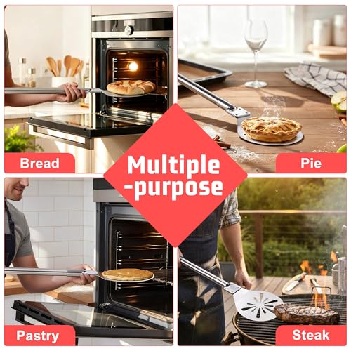 HaWare 7-Inch Stainless Steel Perforated Pizza Peel with Detachable Handle - Heat-Resistant Pizza Turner for Baking and Grilling - Image 6
