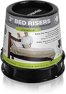Slipstick CB676 3 Inch Incline Bed Risers for Acid Reflux, Pain, and Breathing Relief (Set of 2 Medical Risers and 2 GorillaPads) Raises/Elevates Head of Bed