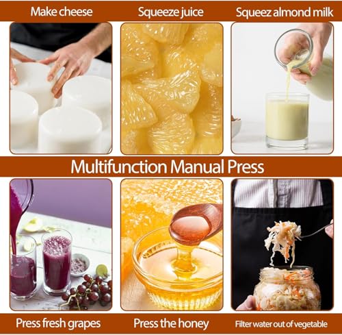 SQUEEZE master Obstpresse 1,6 Gallonen/6 Liter, Blau, Käse Tinktur Kräuter Obst Wein Handpresse, Edelstahl & Eisen für Saft, Apfelwein, Wein, Olivenöl