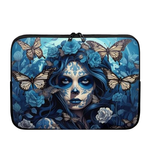 Funda para portátil diseño Blue Sugar Skull para 10 pulgadas miniatura 1