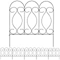 Sunnydaze Traditional 10-Foot 5-Piece Decorative Garden Fence Panels Set - 24" W x 24" D Per Piece - Black