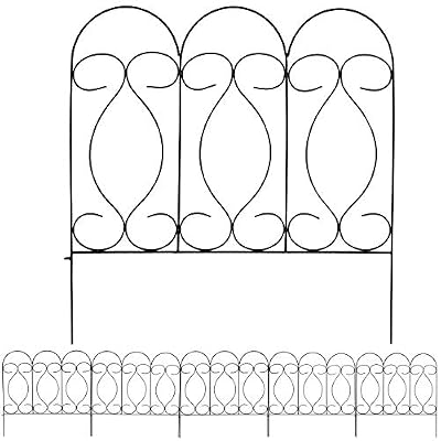 Sunnydaze Traditional 10-Foot 5-Piece Decorative Garden Fence Panels Set - 24" W x 24" D Per Piece - Black