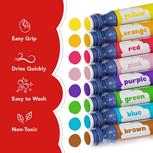 Washable 8 Colors Dab and Dot Markers Pack Set. Fun Art Supplies for Kids, Toddlers and Preschoolers. Non Toxic Arts and Crafts Supplies. Includes 200 Plus Fun Downloadable Coloring Sheets (8 Pack)