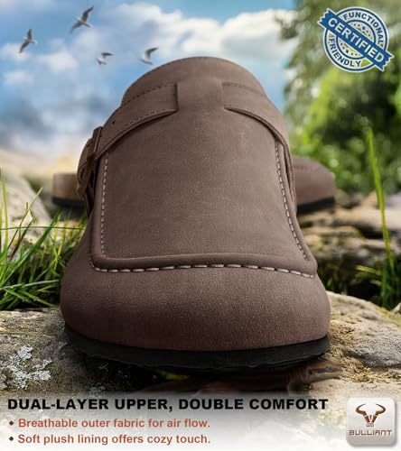 Image of BULLIANT Women Mule Clogs-Cushioned Cork Footbed-Arch Support-Fleece Lined