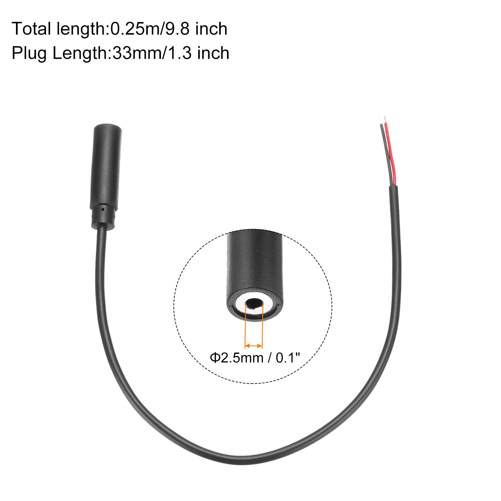 QUARKZMAN Câble Nu Mâle Audio Stéréo Mono 2,5 Mm Jack Vers