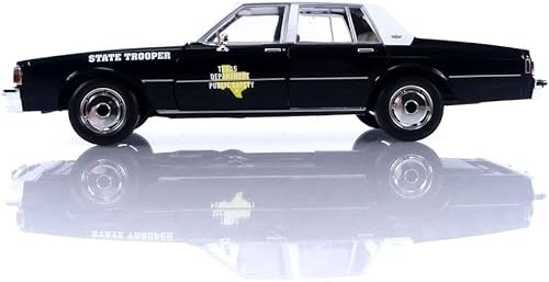 Miniatura 2 de Greenlight 1987 Chevrolet Caprice Policía Blanco y Negro Departamento de Seguridad Pública de Texas - Colección Artesanal de Trooper Estatal 1/18