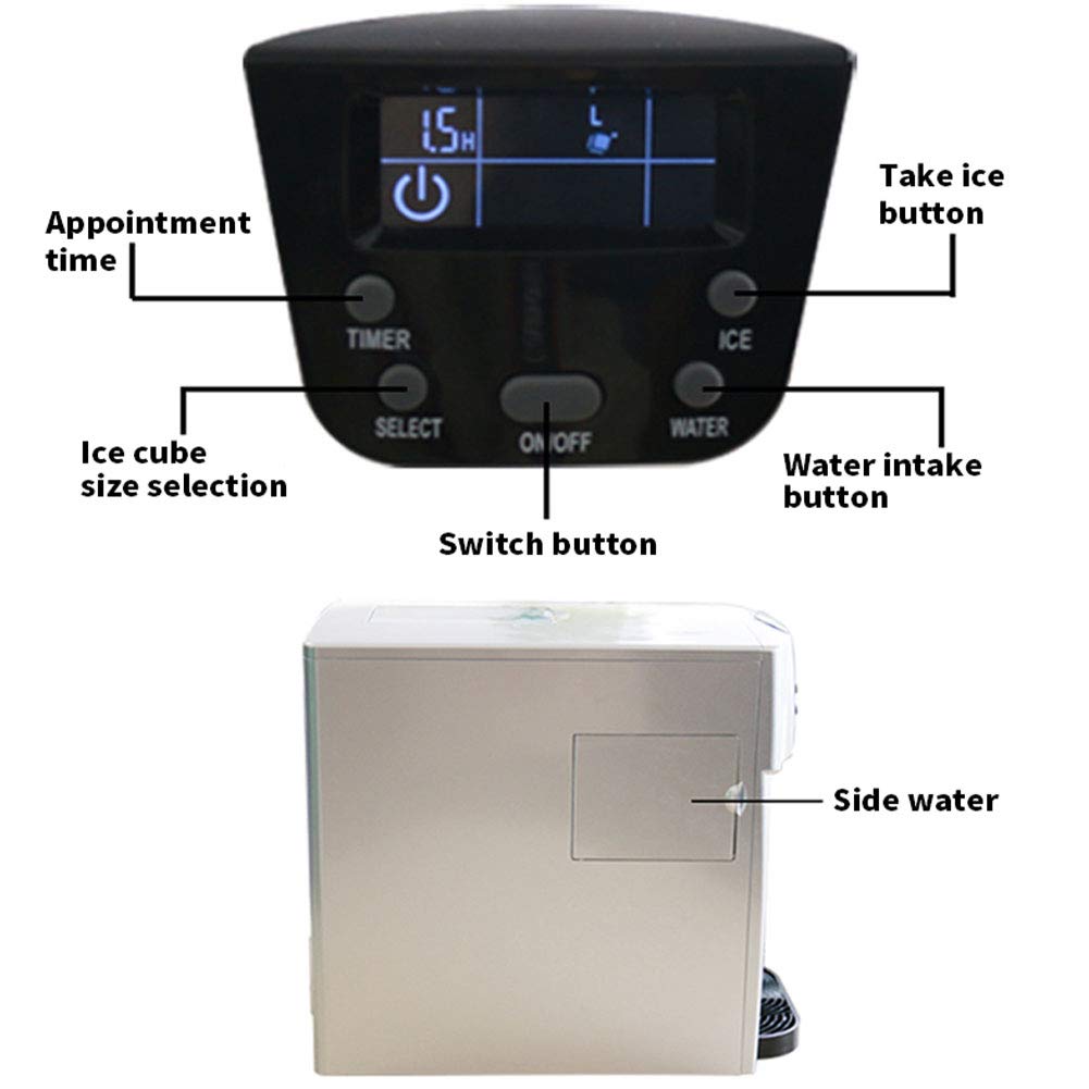 Countertop Ice Maker Water Dispenser - 3 Liter Kitchen Ice Machine Easy-Touch Buttons Get Ice In 9 Minutes Produces 44 Lbs Ice In 24 Hours Water Cooler on Fridge.com - View 6