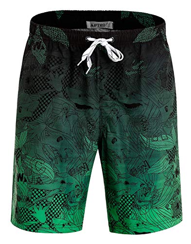 APTRO Men's Swim Trunks Quick Dry Bathing Suit 9" Big & Tall Board Shorts Swimsuit with Mesh Lining and Pockets