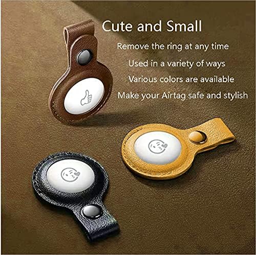 hxl new leather case for apple airtag finder anti scratch protective leather case with keychain 1 pack anti lost open port design dual hole black