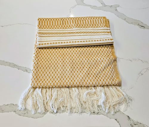 ALKIMIA INC Mexican Handmade Cotton Dotted Rebozo Shawl (Honey)2