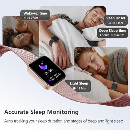 Image of FITVII Health & Fitness Tracker (Answer /Make Calls), Smart Watch with 24 /7 Heart Rate and Blood Pressure, Sleep Tracking, Blood Oxygen Monitor, 120+ Sport Modes Activity Tracker for Women Men
