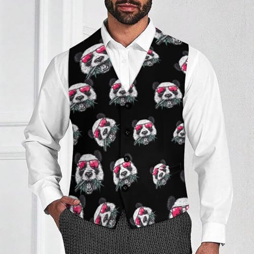 Cool Panda Wearing Glasses Novelty Men's Suit Vest Funny Formal Dress Vests Business Waistcoat2