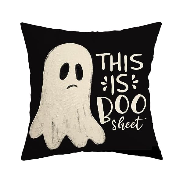 AACORS Halloween Pillow Cover 18X18 Inch Ghost Funny Halloween Saying Decoration Holiday Farmhouse Pillow Case Decor for Home Sofa Couch