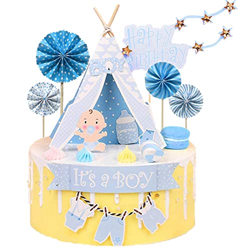 Bymivofun Decoración de Pastel de Bautizo de Bebé, Adorno de Cumpleaños para Niño Bebé, Decoración de Pastel de Ducha de Bebé, para Fiesta de Cumpleaños, Adorno de Feliz Cumpleaños, Ducha, Bautismo