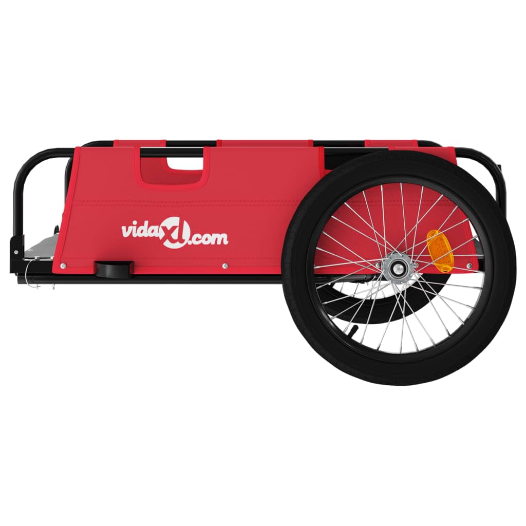 vidaXL Remolque para Bicicletas, Remolque de Carga, Carrito para Bici, Remolque para Maletas Plantas Herramientas, Hierro Tela Oxford Rojo