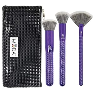 MODA-Royal-Langnickel-Make-up-Pinsel-Set-mit-Tasche-inkl-Mischer-Puffer-und-Faecherpinsel-Metallic-Violett-4-teilig MODA Royal & Langnickel Make-up-Pinsel-Set mit Tasche, inkl. Mischer, Puffer und Fächerpinsel, Metallic-Violett, 4…