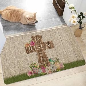 Gagechappyeasterdoormatcrosseggflowersrugfarmhousekitchendecorationforfloorfrontmatindooroutdoorhomedecor17x27inch Urban Country Home Decor Gagec happy easter door mat cross egg flowers rug farmhouse kitchen decoration for floor front mat indoor outdoor home decor 17 x 27 inch urban country home decor